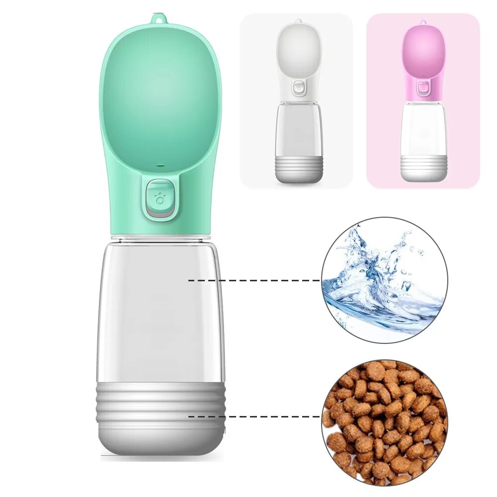 Portable bottle for water and dog food 