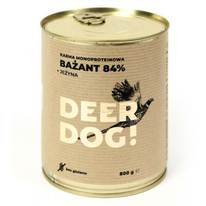 Deer Dog Bażant z jeżyną 800g puszka makra karma przysmak dla psa NATURA DZICZYZNA